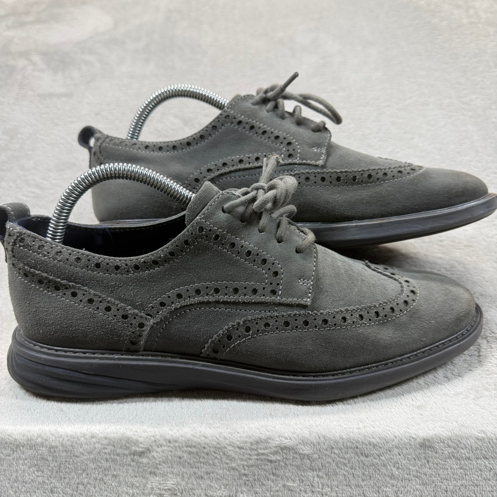 Cole Haan Shoes Men 8.5M Grand Evolution Wingtip Oxford Grey Suede Dress Sneaker